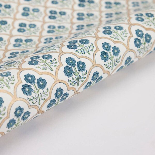 Paper Mirchi - Block Printed Wrapping Paper Sheets - Trellis Indigo