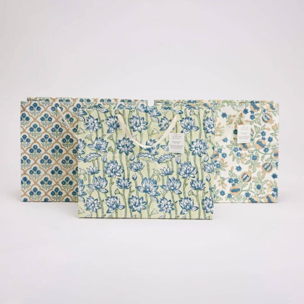 Paper Mirchi - Hand Block Printed Gift Bag (Large) - Indigo