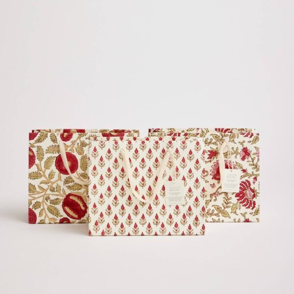 Paper Mirchi - Hand Block Printed Gift Bag (Medium) - Scarlet