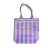 Recycled Plastic "Happy" Shopping Bag with Blue and Purple Stripes